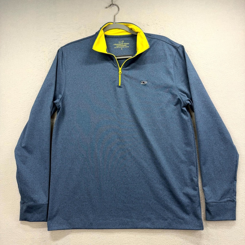 Vineyard Vines 1/4 Zip Golf Pullover Mens Small Heather Blue Stretch Performance